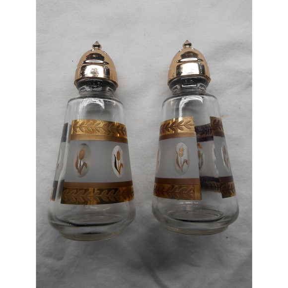 Vintage Anchor Hocking Gold Wheat Pattern Cruet Set with Salt and Pepper - Picture 2 of 5